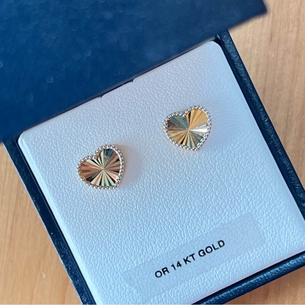 14K Gold Heart Earrings